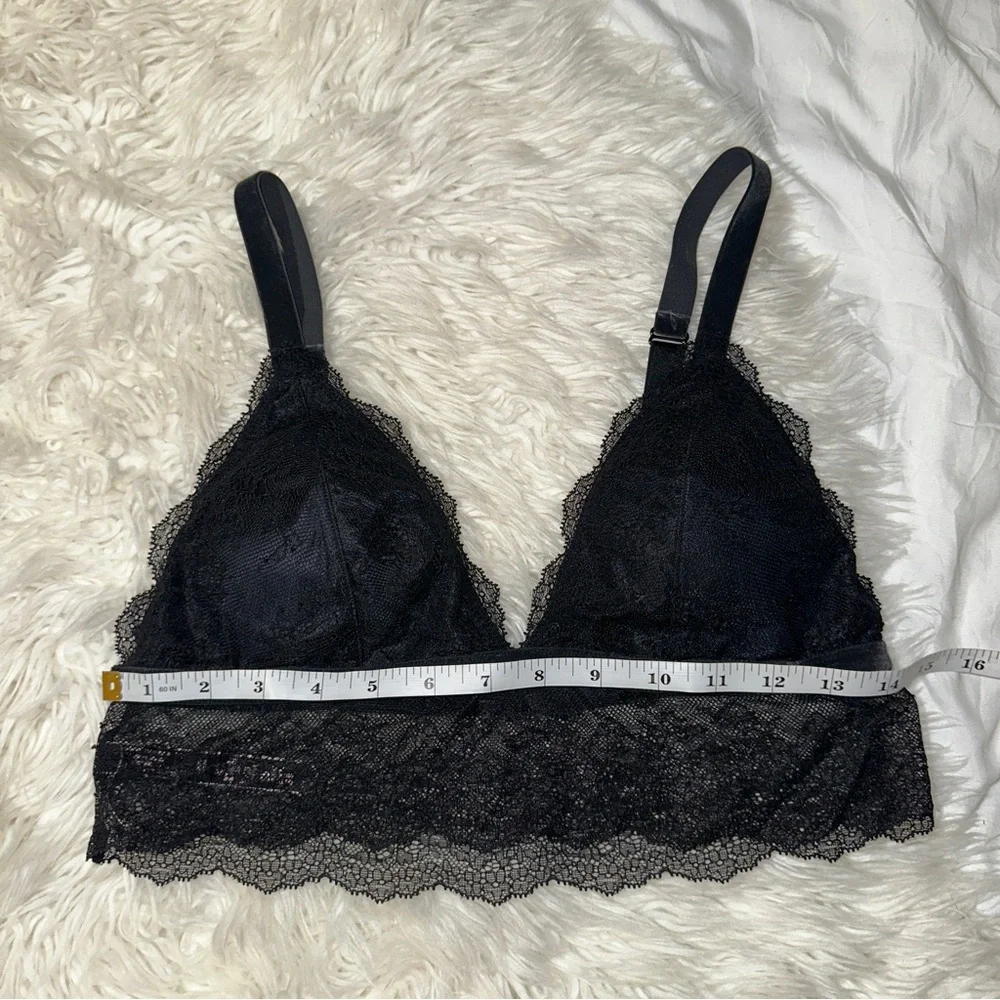 Victoria’s Secret | Longline Lace Velvet Bralette Black Plunge V Neck